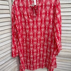Coral Lobster Print Tunic Size L